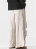 Spring Summer Men's Multi-layer Splicing Ramie Casual Pants