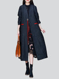 Vintage Black Tassel Design V Neck Jacquard Overcoat for Women