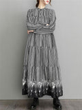 Women's French Style Stripe Zebra Print Long Dress