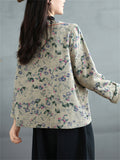 Women's Tasseled Knot Button Printed Relaxed Jackets