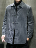 Autumn Corduroy Keep Warm Basic Stripe Jacket for Men