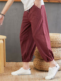 Soft Pure Cotton Ankle-Tied Stripe Lantern Pants for Men