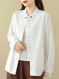 Chinese Style Knot Button Pure Cotton Kungfu Shirt for Women