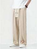 Men's Soft Ice Silk Drawstring Waist Loose Casual Pants