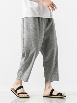 Oriental Style Men's Lightweight Linen Pants for Daily Wear