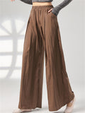 Women's Leisure Simple Pleated Wide Leg Pants