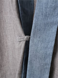 Zen Plain Cotton Linen One Button Autumn Shirt for Men