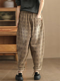 Women's Autumn Retro Plaid Loose Corduroy Long Pants