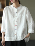 Women's Casual Multicolor Button Long Sleeve Shirt