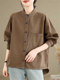 Women's Stand-Up Collar Pocket Wear-resistant Shirts