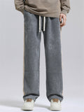 Men's Winter Side Stripe Corduroy Straight-Leg Pants