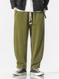 Fashionable Elastic Waist Corduroy Pants for Men