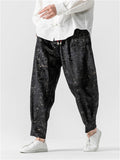 Men's Chinese Style Jacquard Winter Thickened Tapered Pants