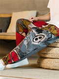 Men's Stylish Retro Graphic Print Ankle Banded Pants