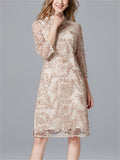 Women's 3D Embroidery Elegant Lace Patchwork Qipao Dress