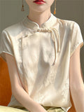 Women's Chinese Style Stand Collar Tassel Button Vintage Shirt