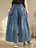 Female Comfortable Large Size Versatile Wide-leg Jeans