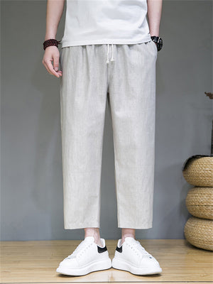 Loose Cozy Cotton Linen Ankle Length Casual Pants for Men