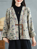 Women's Tasseled Knot Button Printed Relaxed Jackets