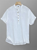 Tang Suit Cotton Linen Summer Thin Short Sleeve Shirt for Men