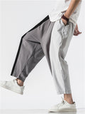 Men's Contrast Color Striped Fashion Cotton Linen Pants