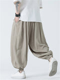 Men's Braided Drawstring Cotton Linen Baggy Harem Pants