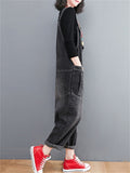 Women's Retro Large Size Jumpsuits Loose Casual Denim Overalls