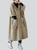 Casual Large Pocket Long Trench Coat for Women