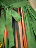 Forest Green Leisure V Neck Side Stripe Midi Dress for Women