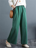 Summer Linen Blend High Rise Straight-Leg Pants for Women