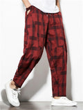 Men's Vintage Casual Wide Leg Plaid Pants