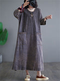 Women's Retro Super Loose Large Size Washed Denim Dress