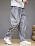 Spring Autumn Men's Fashionable Drawstring Striped Pants