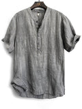 Men's Summer Stand Collar Short Sleeve Tang Suit Linen Shirt