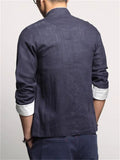 Male Circle Chinese Character Embroidered Stand-up Collar Shirts