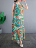 Ethnic Circle Print Cozy Holiday Tank Dress for Women