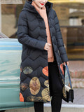 Warm Mid-length Hooded Printing Quilted Coats for Women