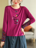 Female Round Neck Butterflies Pattern Long Sleeve Shirts