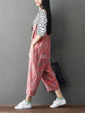 Loose Cotton Linen Printed Jumpsuits