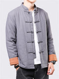 Men's Winter Plain Tang Suit Knot Button Cotton Coat