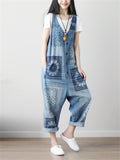 Cute Sleeveless Blue Denim Jumpsuit