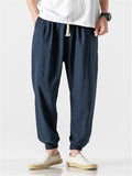 Solid Color Breathable Linen Jogger Pants for Men