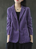 Women's Retro Fashion Corduroy Blazer Jackets