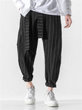 Casual Stripe Pants With Belt And Pockets