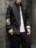 yogachicshops Black Color Carp Printed Men's Jackets