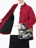 Men's Fashion Winter Dragon Print Corduroy Jacket Tang Suit