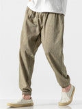 Solid Color Breathable Linen Jogger Pants for Men