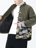 Men's Fashion Winter Dragon Print Corduroy Jacket Tang Suit