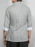 Cotton Linen Half Sleeve Lace-up Shirts