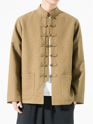 Comfort Trendy Stand Collar Jacquard Jackets for Male